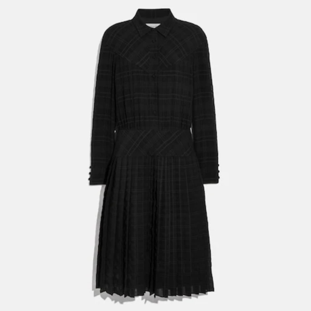 Coach plaid pleated shirt dress
